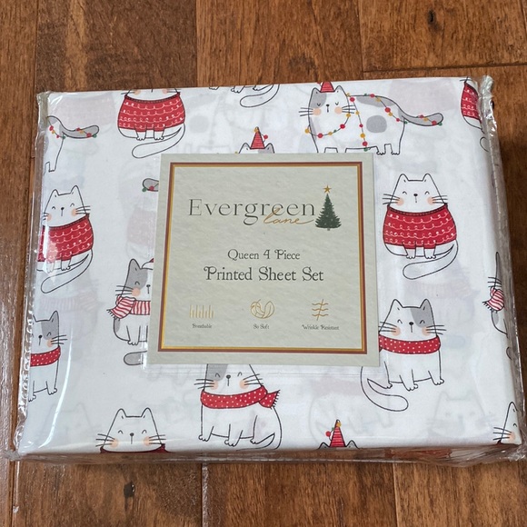 Bedding Holiday Cats Sheets Queen 4pc Set Poshmark